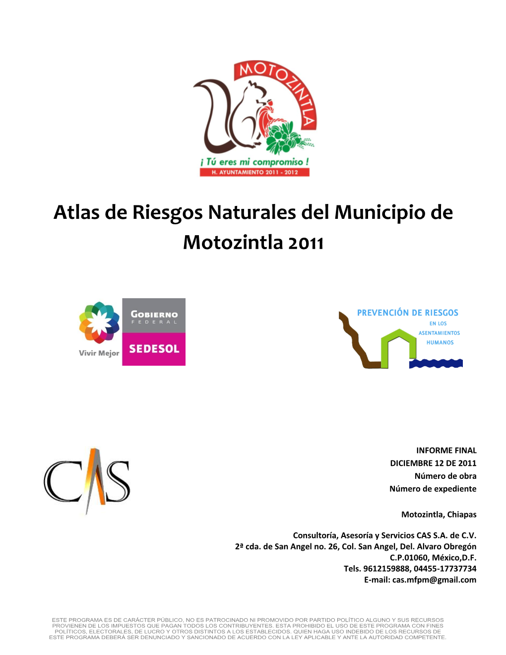 Atlas De Riesgos Naturales Del Municipio De Motozintla 2011