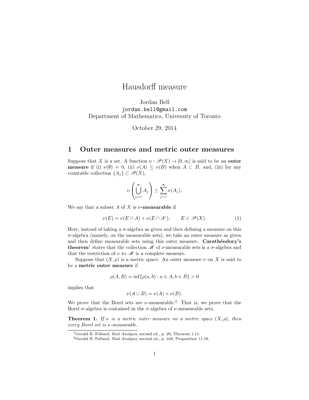 Hausdorff Measure