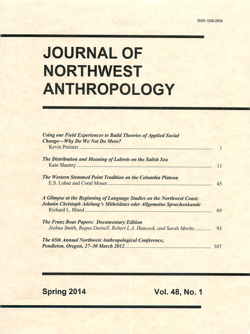 Journal of Northwest Anthropology