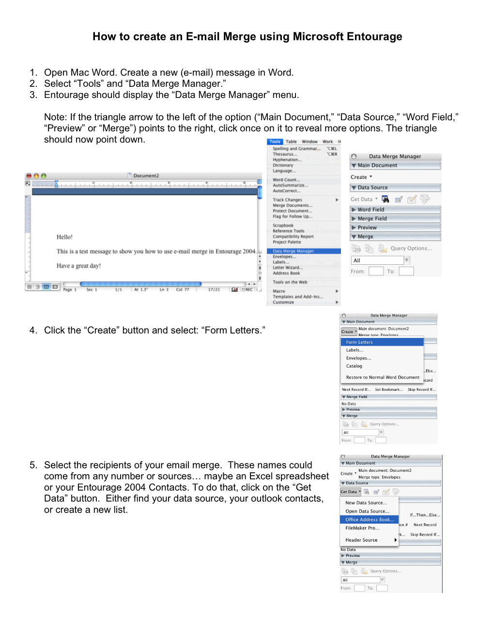 How to Create an E-Mail Merge Using Microsoft Entourage