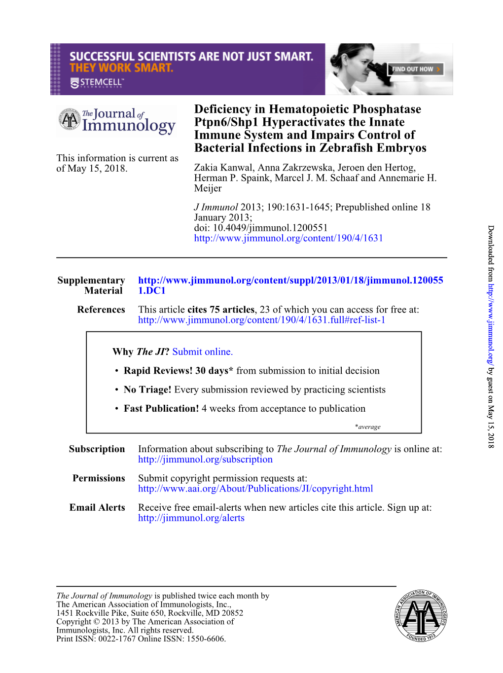 Deficiency in Hematopoietic Phosphatase