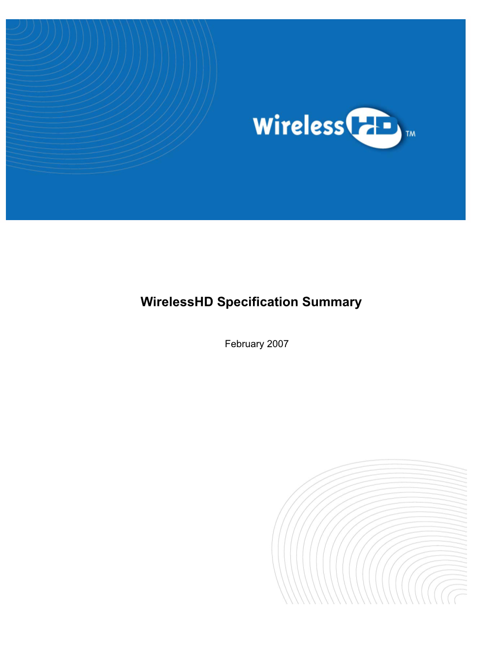 Wirelesshd Specification Summary