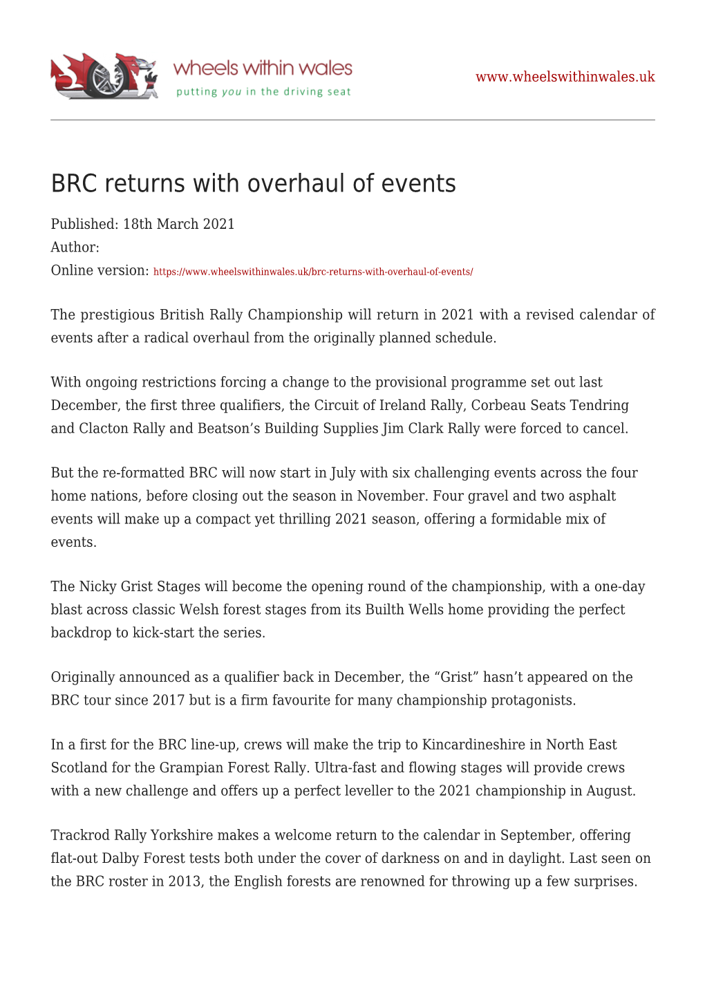 BRC Returns with Overhaul of Events