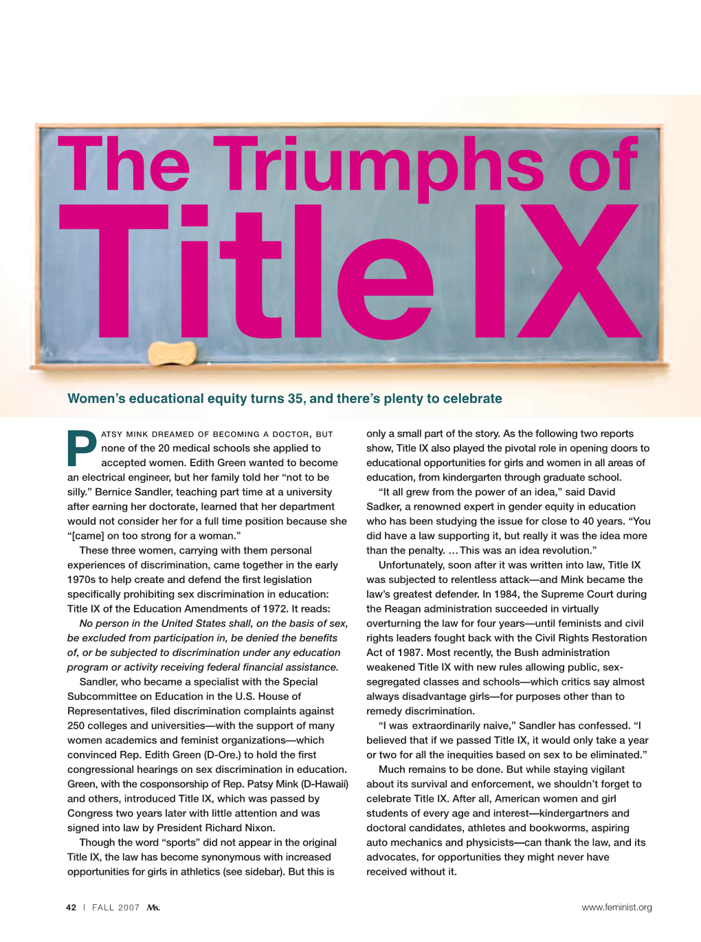 The Triumphs of Title IX