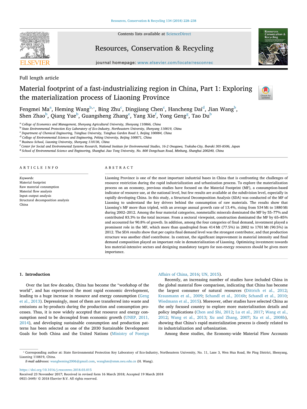 Material Footprint of a Fast-Industrializing Region in China