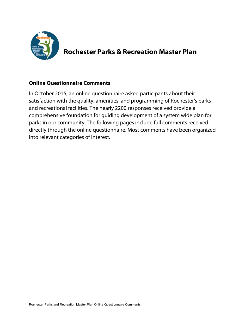 Rochester Parks & Recreation Master Plan