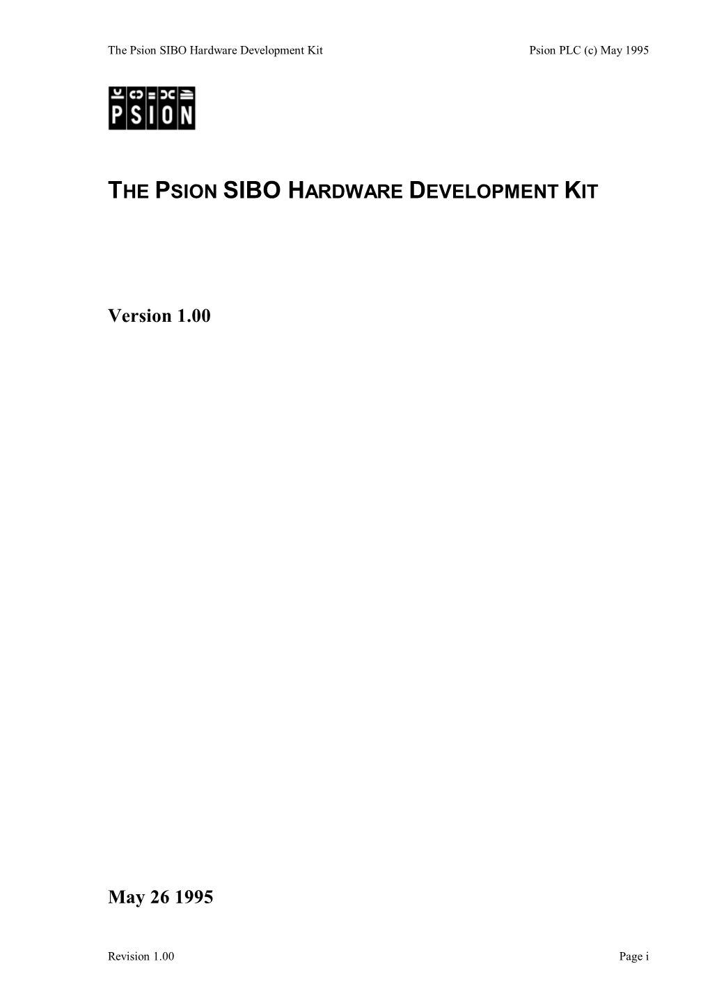 Psion SIBO Hardware Development Kit Documentation