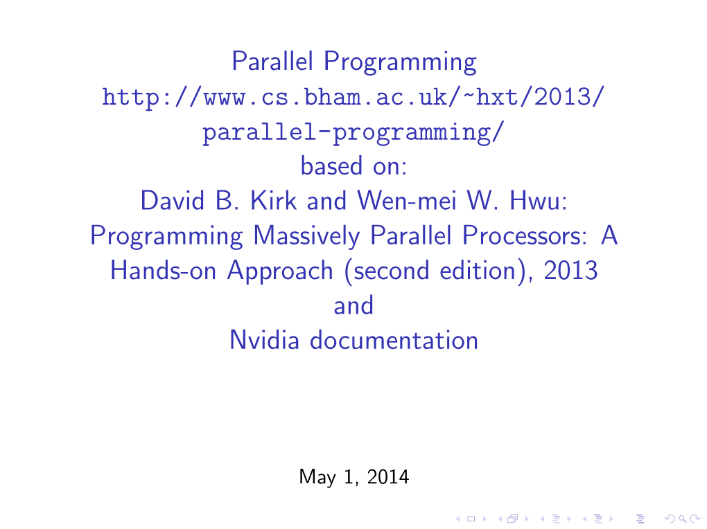 Parallel Programming Parallel-Programming/ Based On: David B