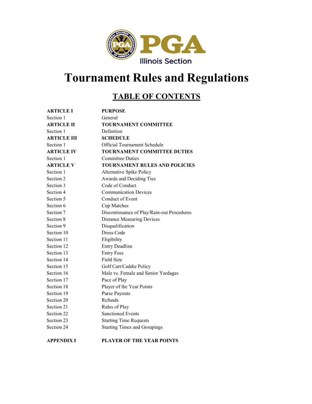 Tournament Rules and Regulations