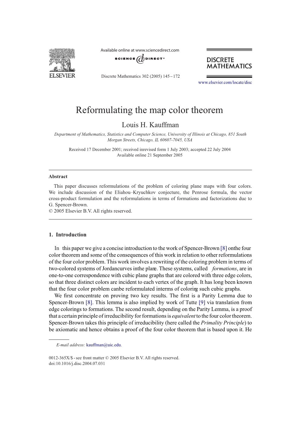 Reformulating the Map Color Theorem Louis H