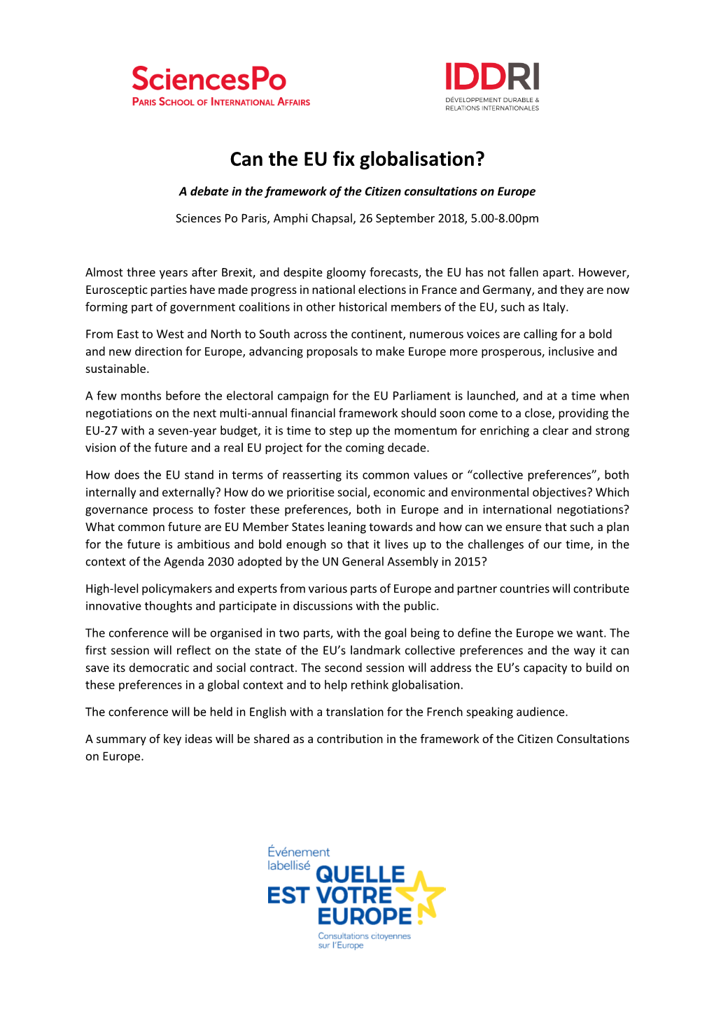 Can the EU Fix Globalisation?