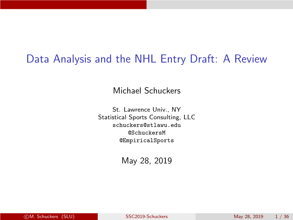 Data Analysis and the NHL Entry Draft: a Review