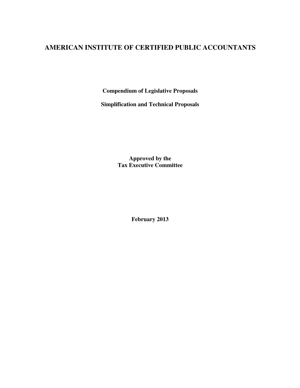 Compendium of Legislative Proposals