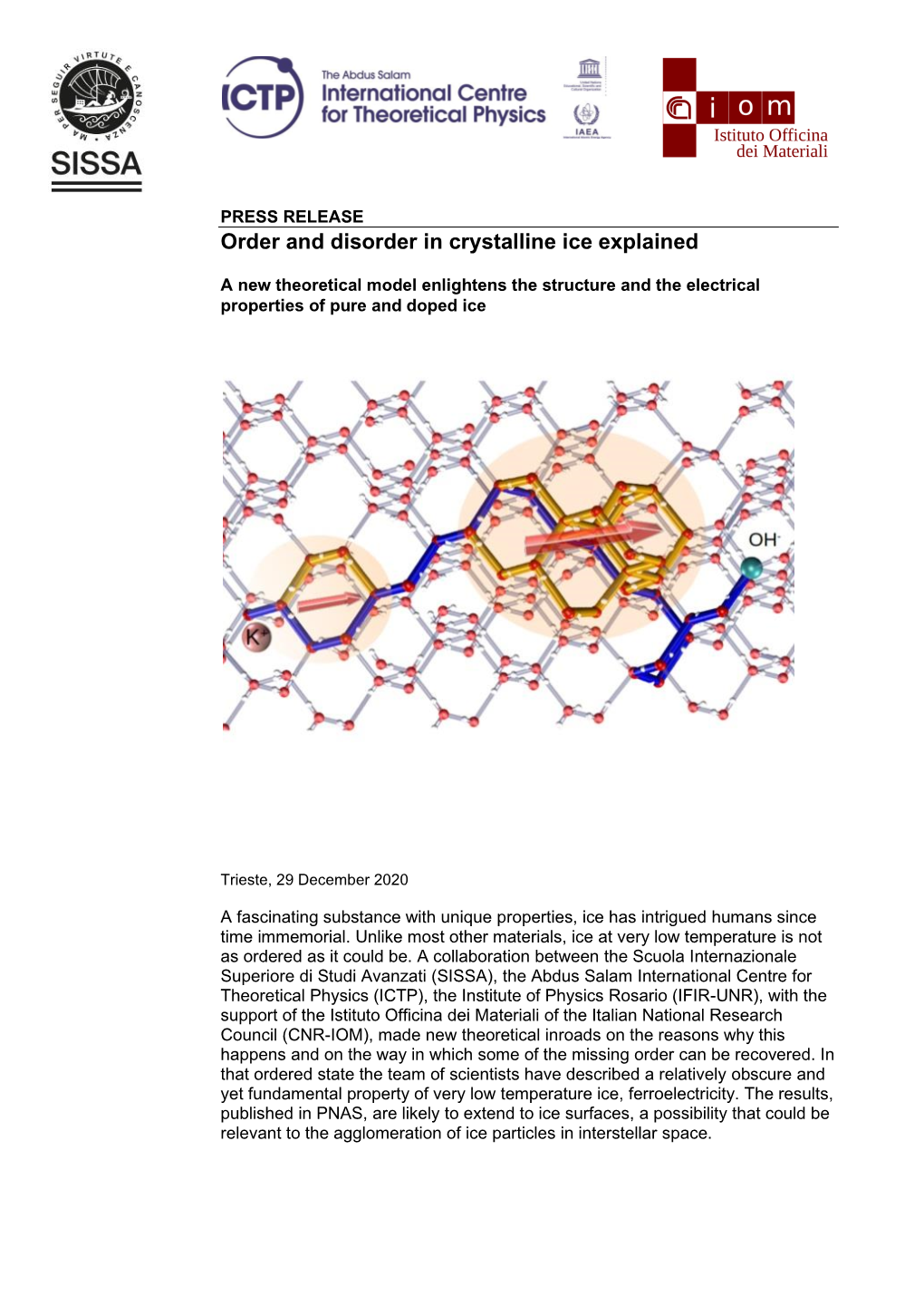 Order and Disorder in Crystalline Ice Explained