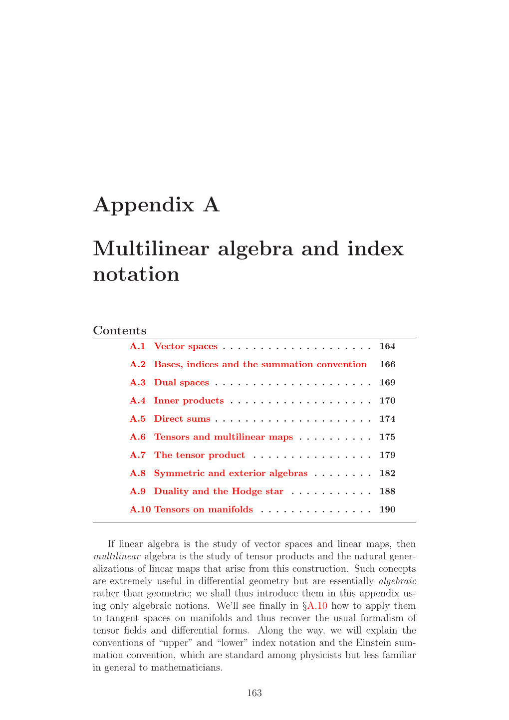 Appendix a Multilinear Algebra and Index Notation