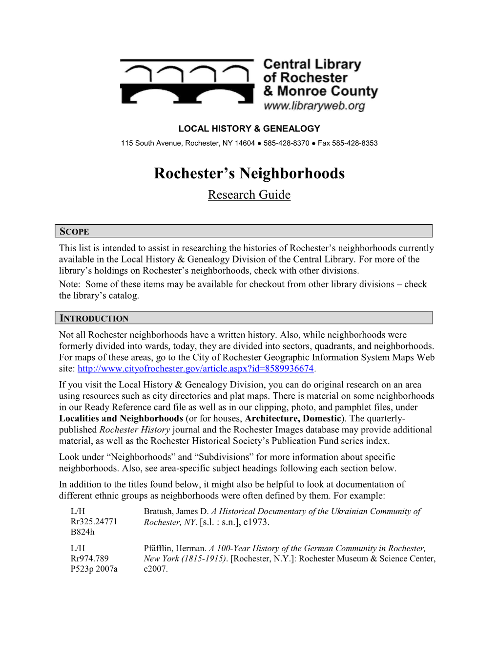 Rochester's Neighborhoods