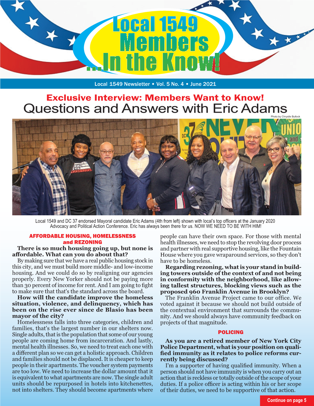 Members ...In the Know! Local 1549 Newsletter • Vol