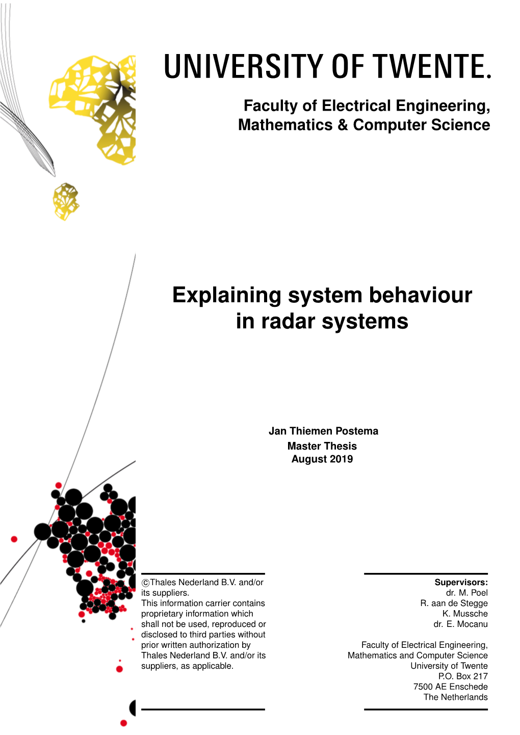 Explaining System Behaviour in Radar Systems