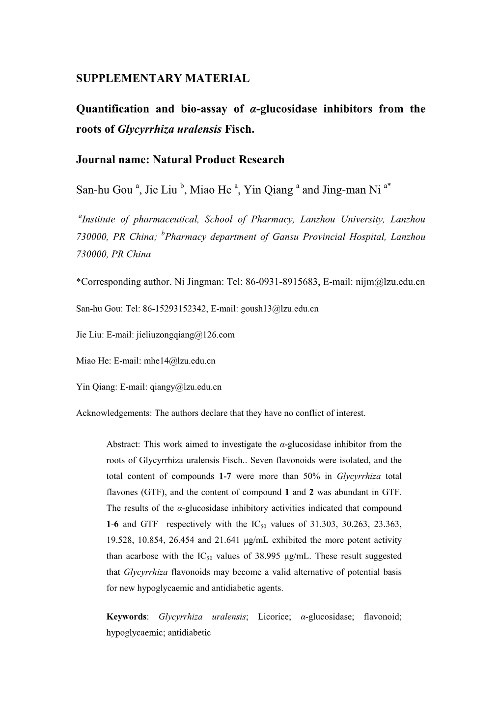 SUPPLEMENTARY MATERIAL Quantification and Bio-Assay of Α