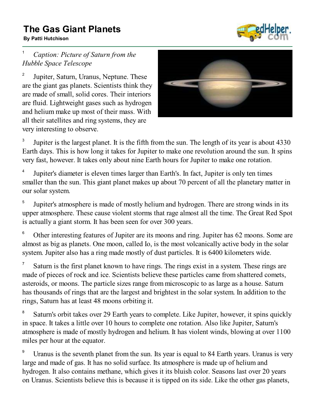 The Gas Giant Planets by Patti Hutchison