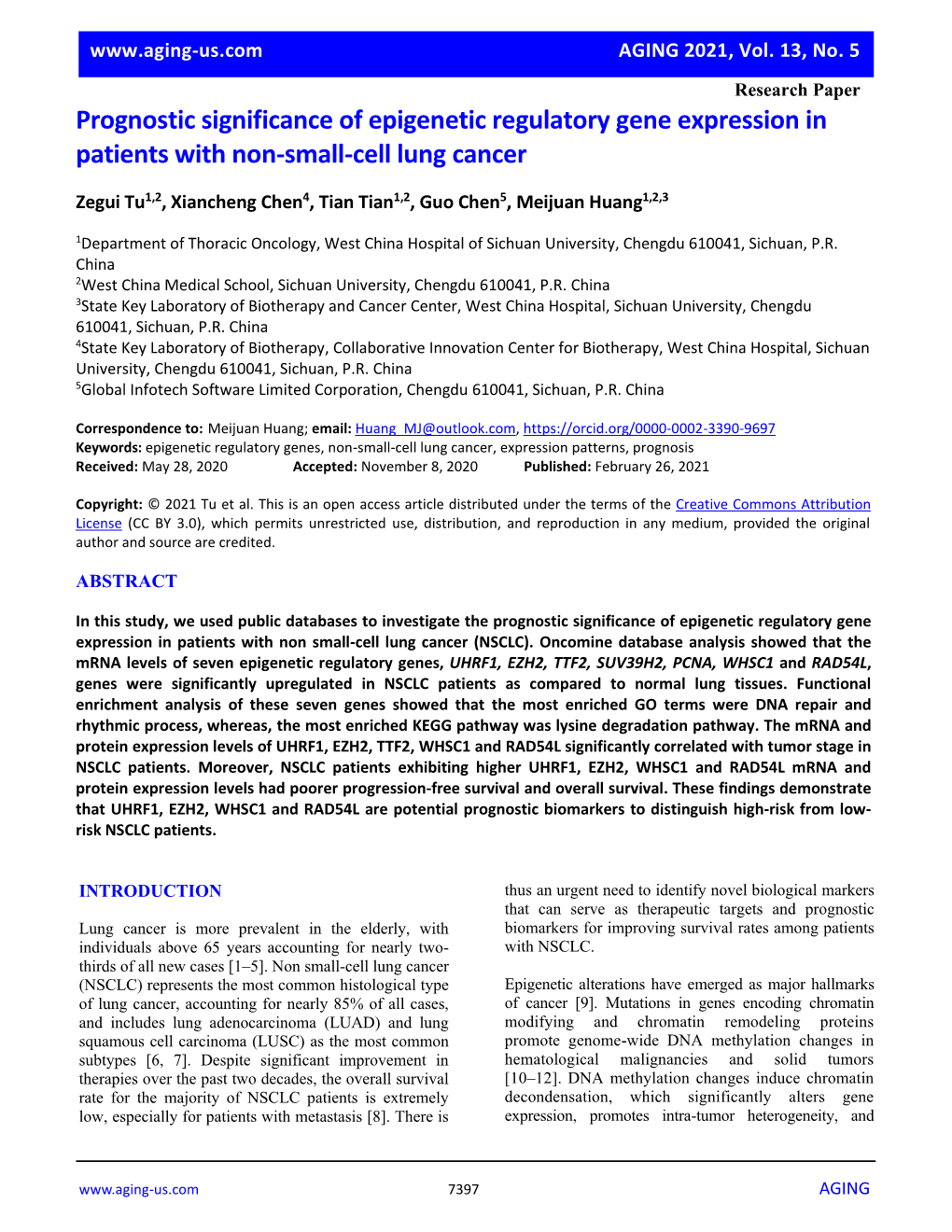 Prognostic Significance of Epigenetic Regulatory Gene Expression in Patients with Non-Small-Cell Lung Cancer