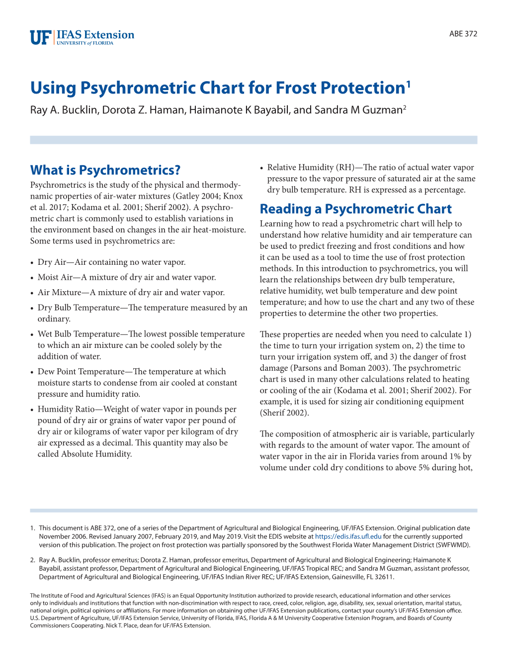 Using Psychrometric Chart for Frost Protection1 Ray A