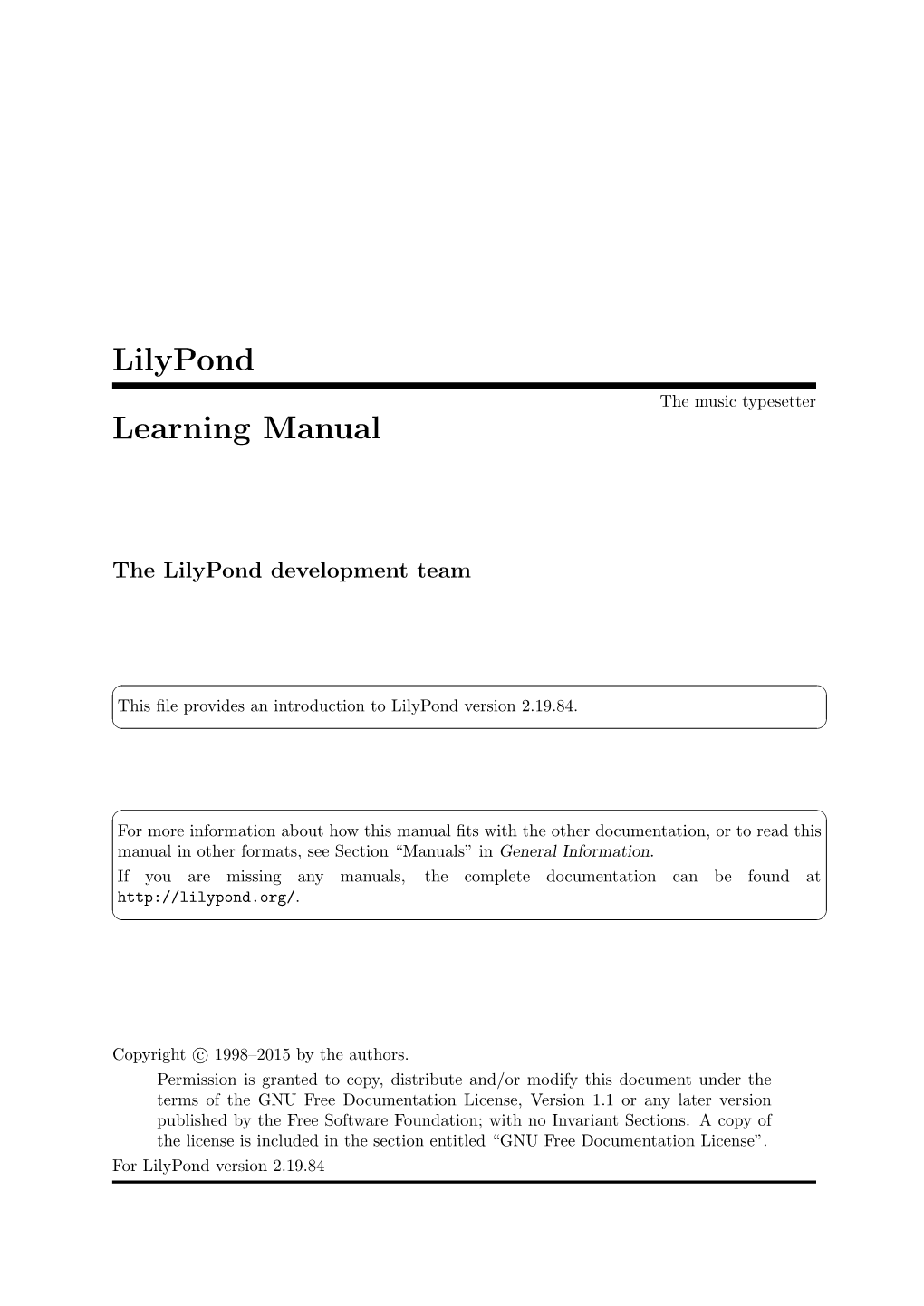 Lilypond Learning Manual