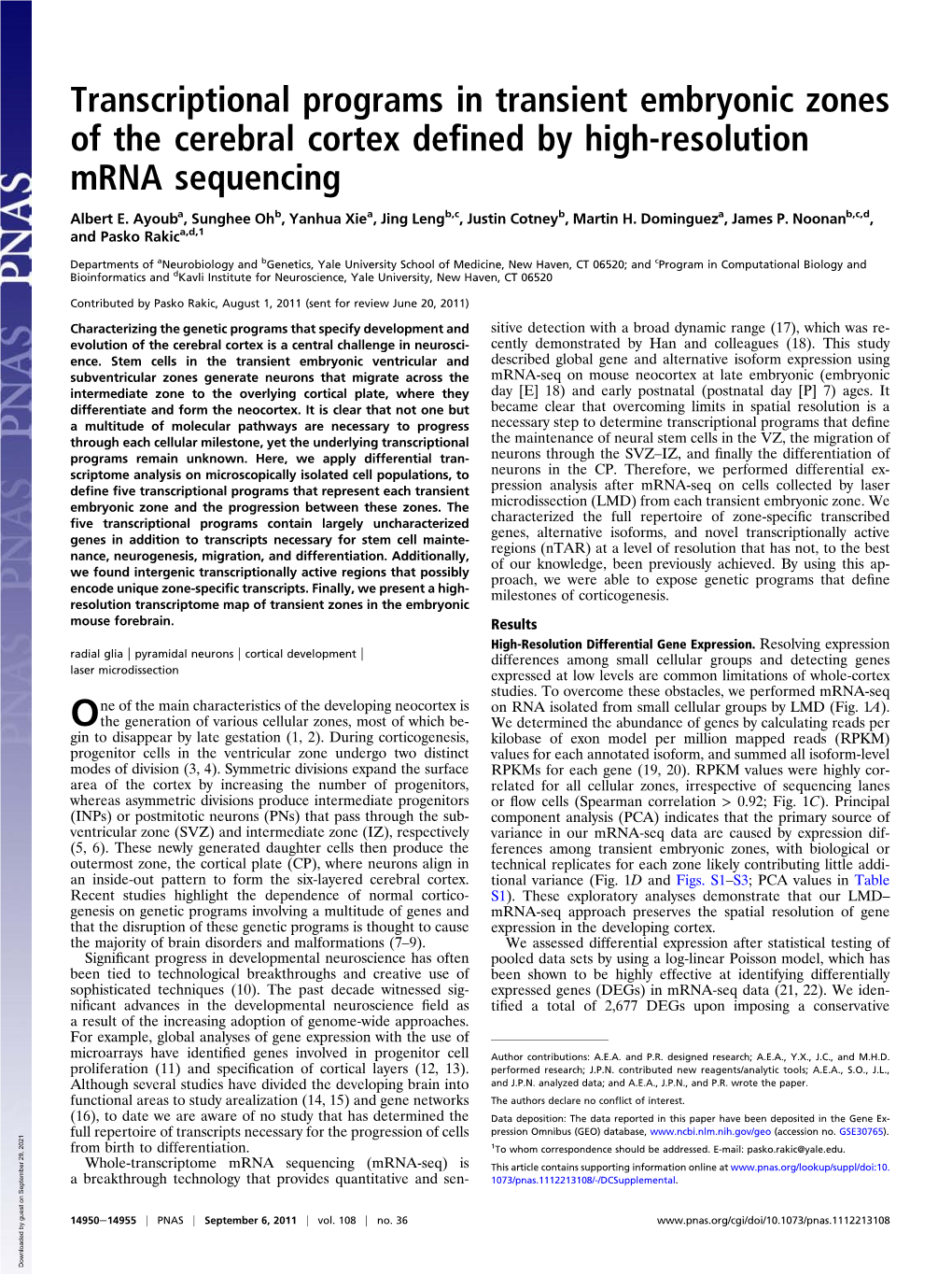 Transcriptional Programs in Transient Embryonic Zones of the Cerebral Cortex Deﬁned by High-Resolution Mrna Sequencing