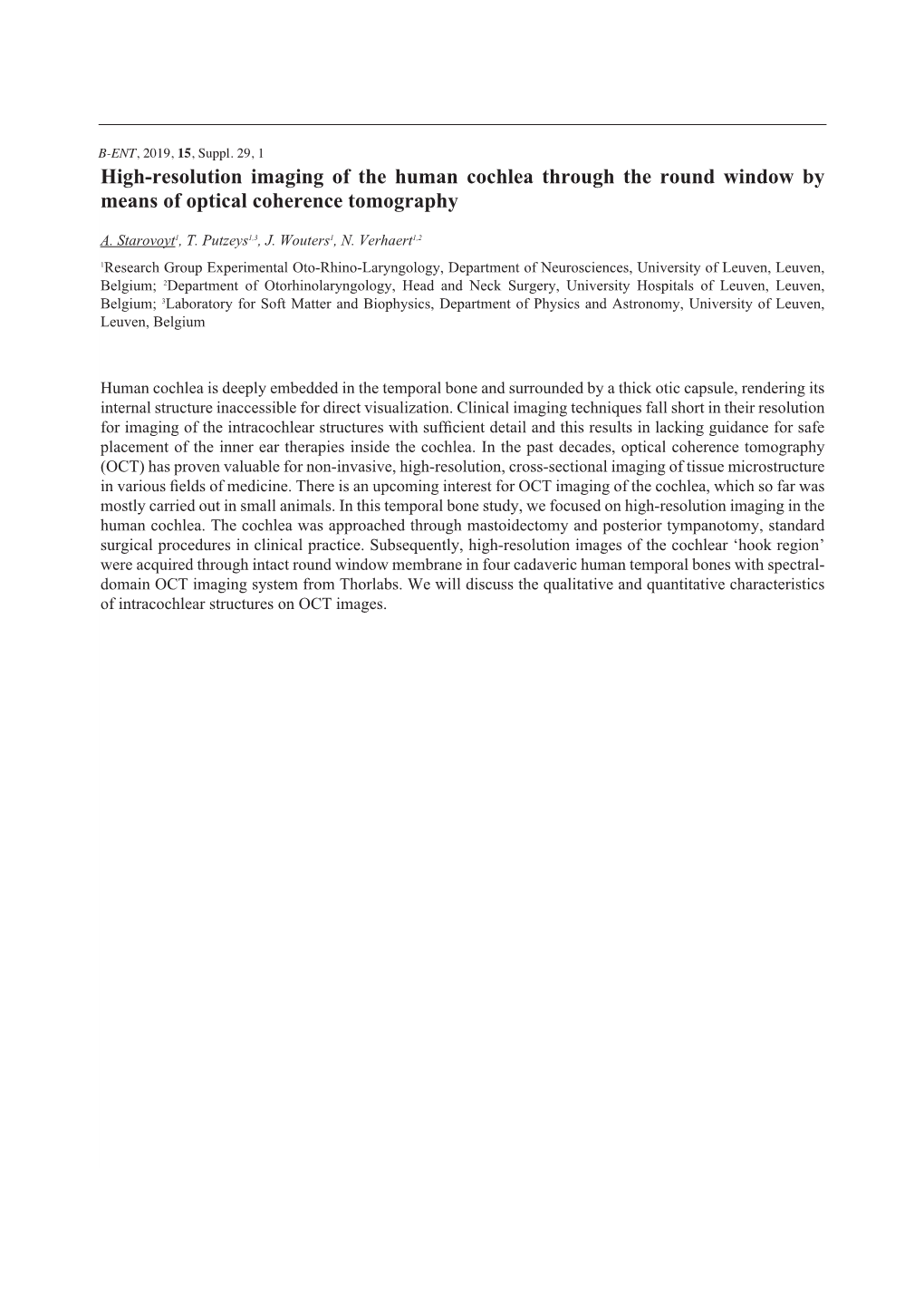 High-Resolution Imaging of the Human Cochlea Through the Round Window by Means of Optical Coherence Tomography