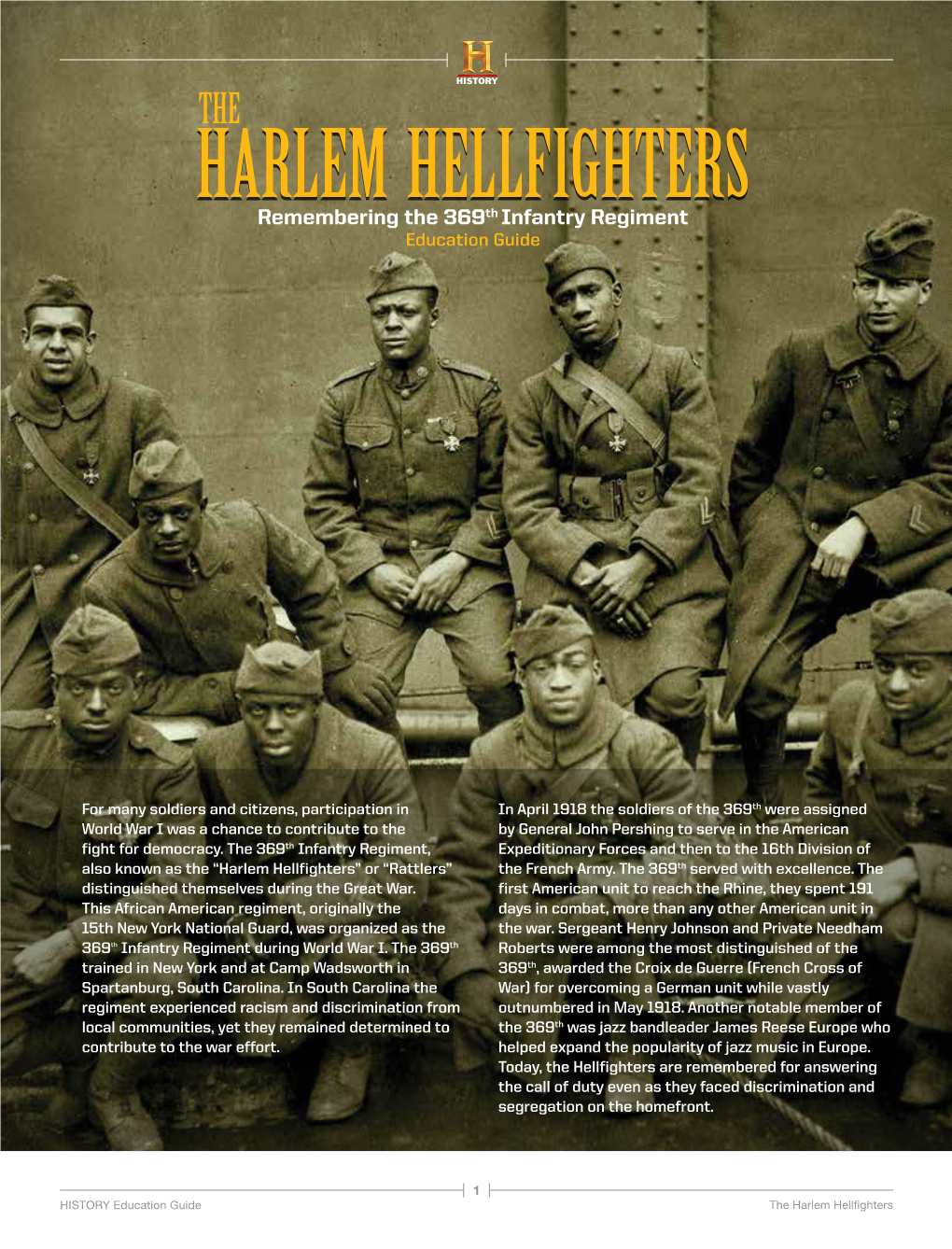 HARLEM Hellfightersth Remembering the 369 Infantry Regiment Education Guide