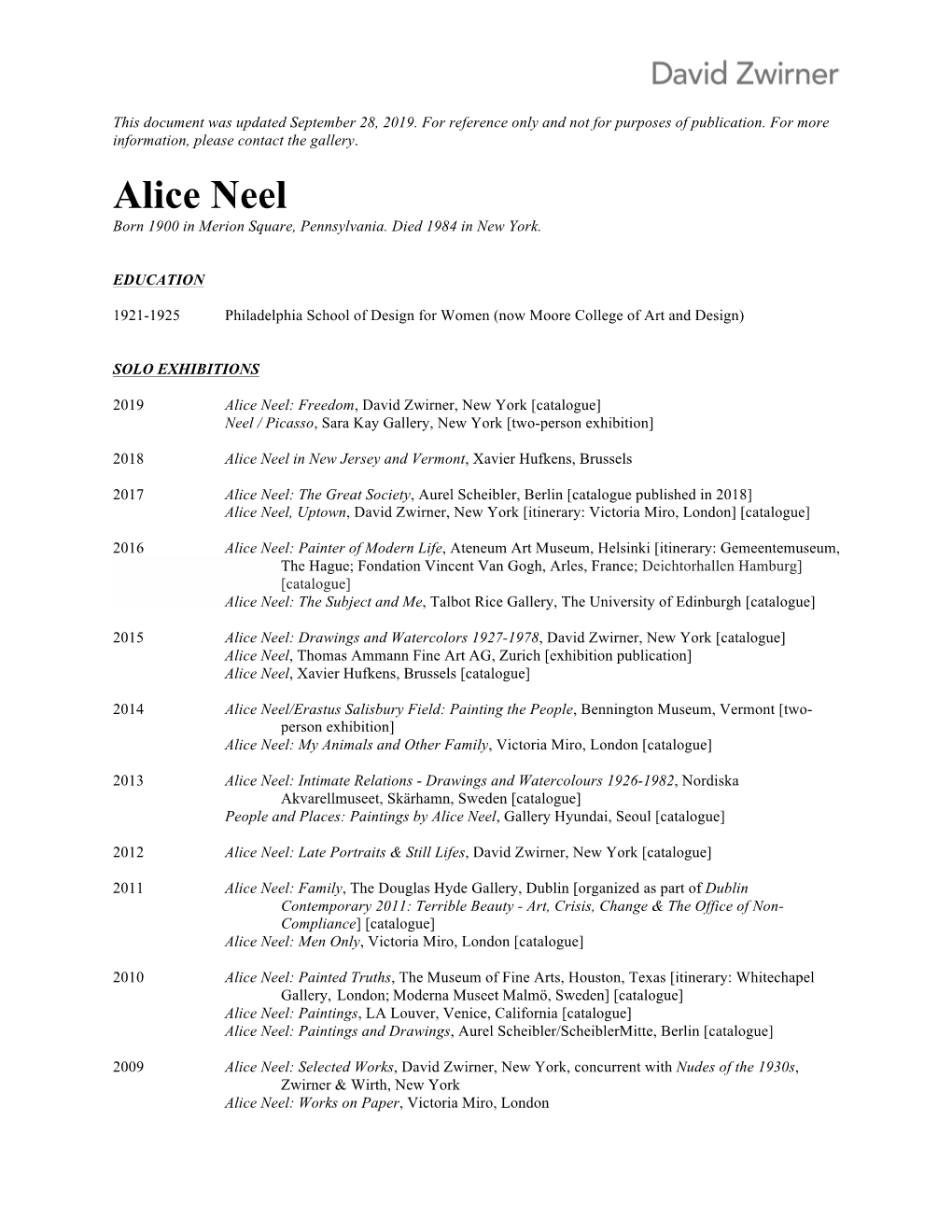 Alice Neel Born 1900 in Merion Square, Pennsylvania