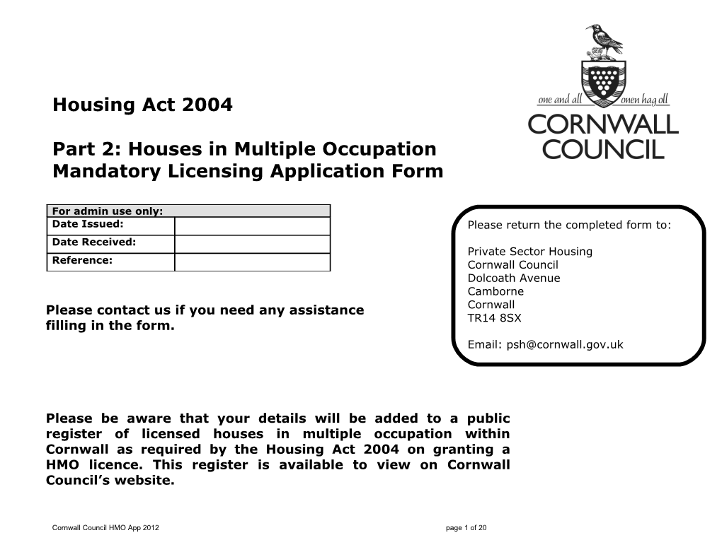 Part 2: Houses in Multiple Occupation