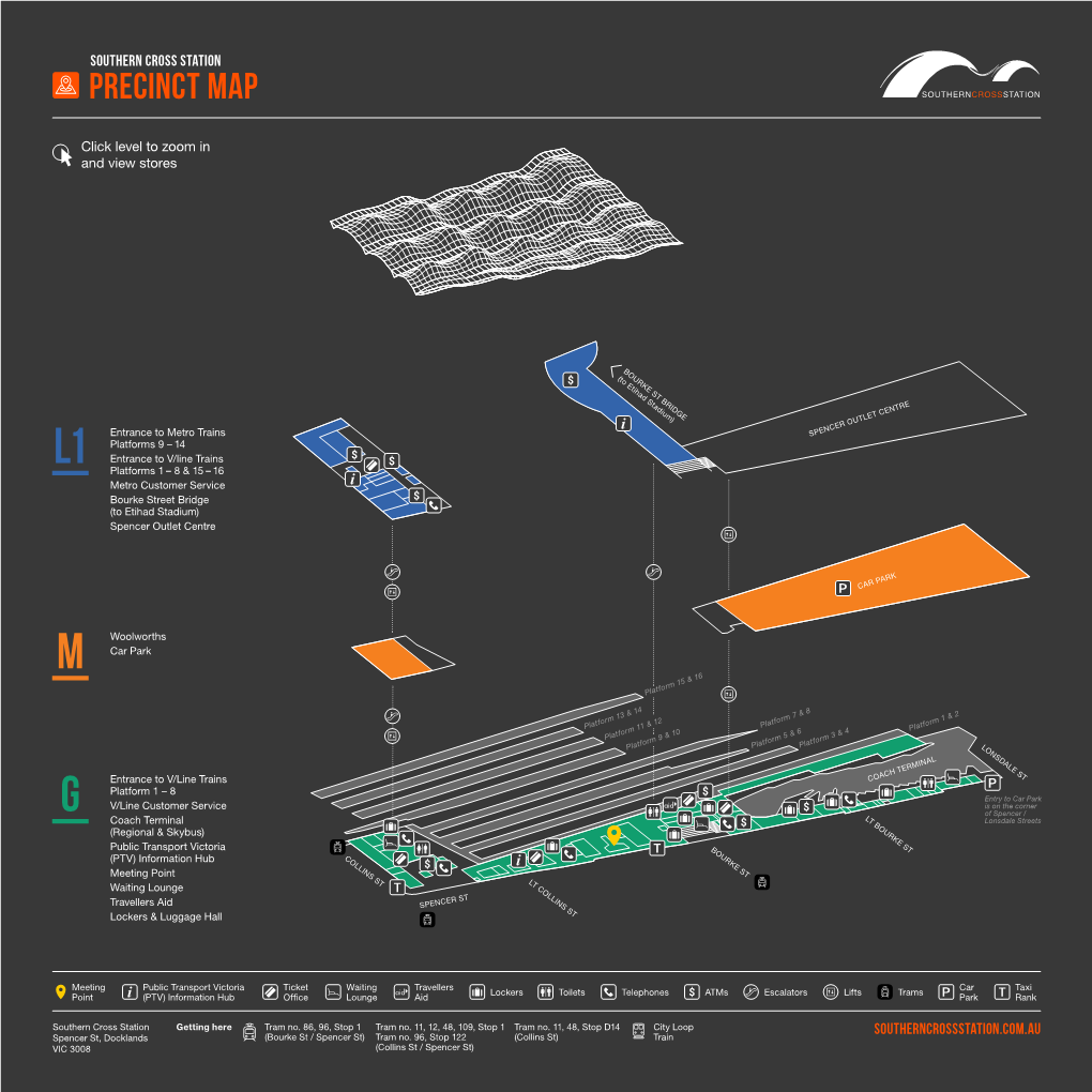 Map of Southern Cross Station