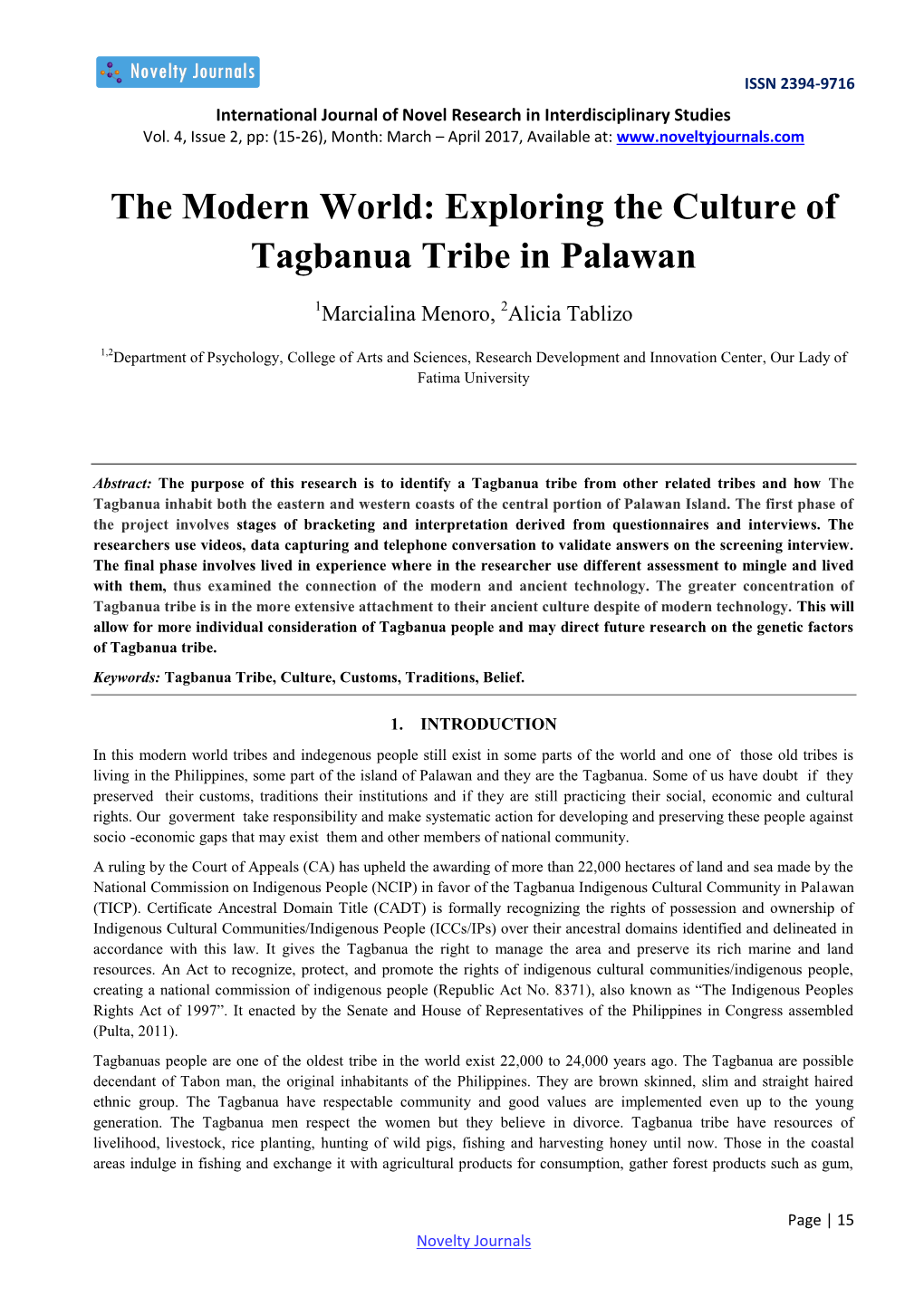 The Modern World: Exploring the Culture of Tagbanua Tribe in Palawan