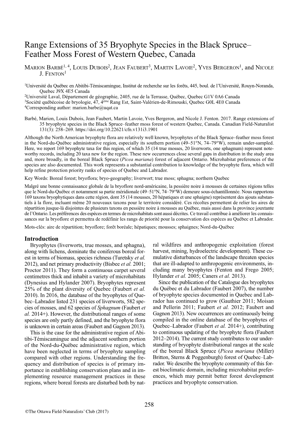 Range Extensions of 35 Bryophyte