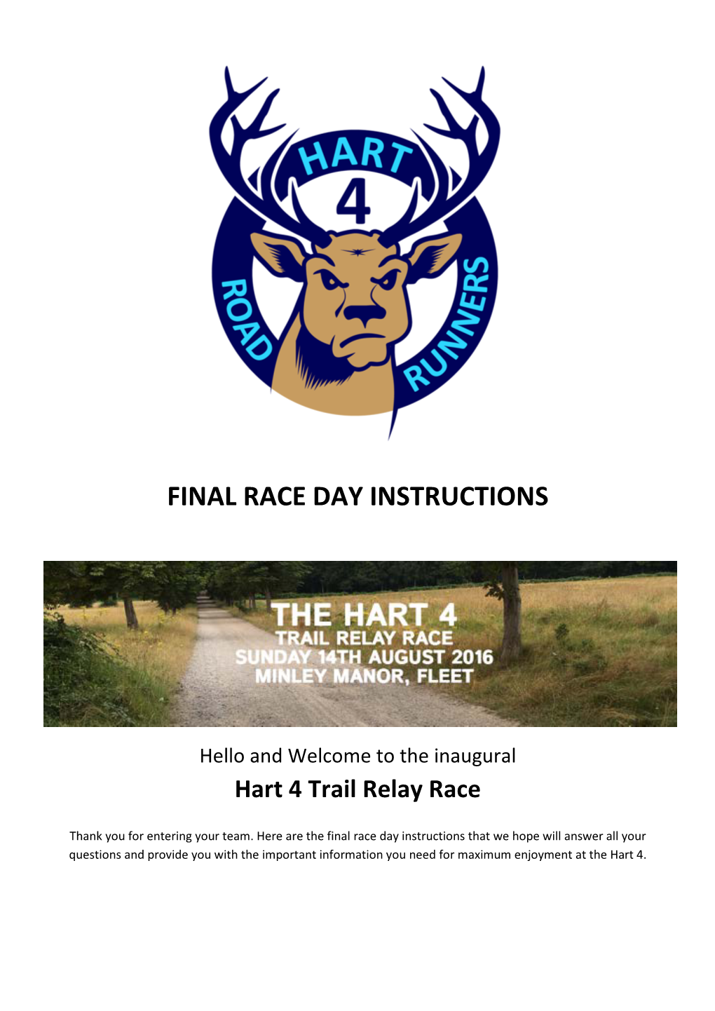 Final Race Day Instructions