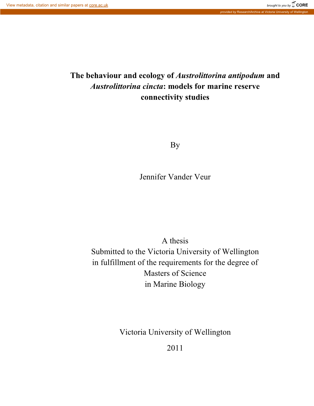 Models for Marine Reserve Connectivity Studies