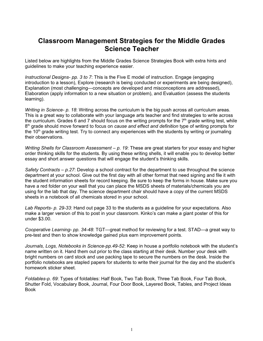 Classroom Management Strategies For The Middle Grades Science Teacher