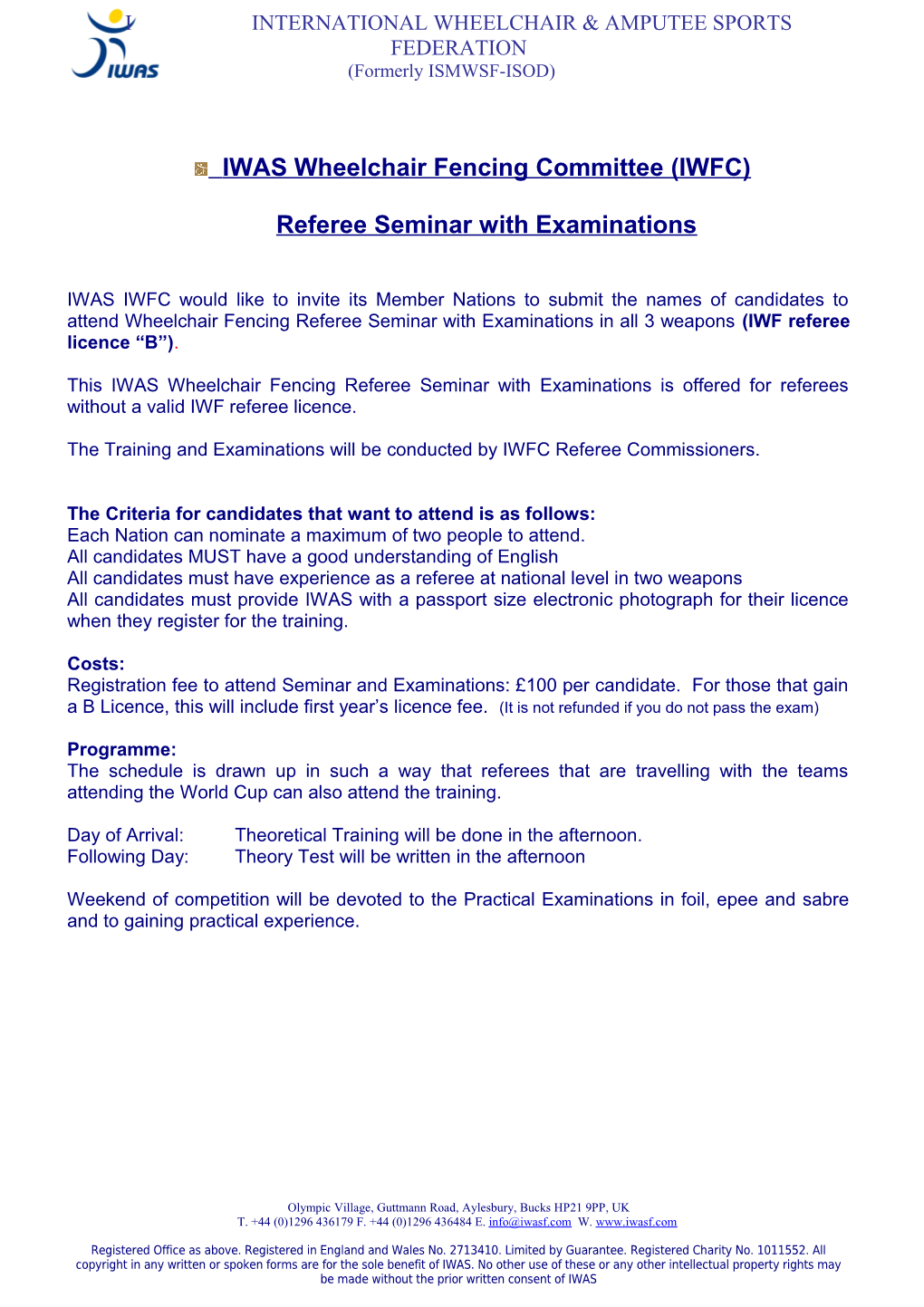 Referee Seminar with Examinations