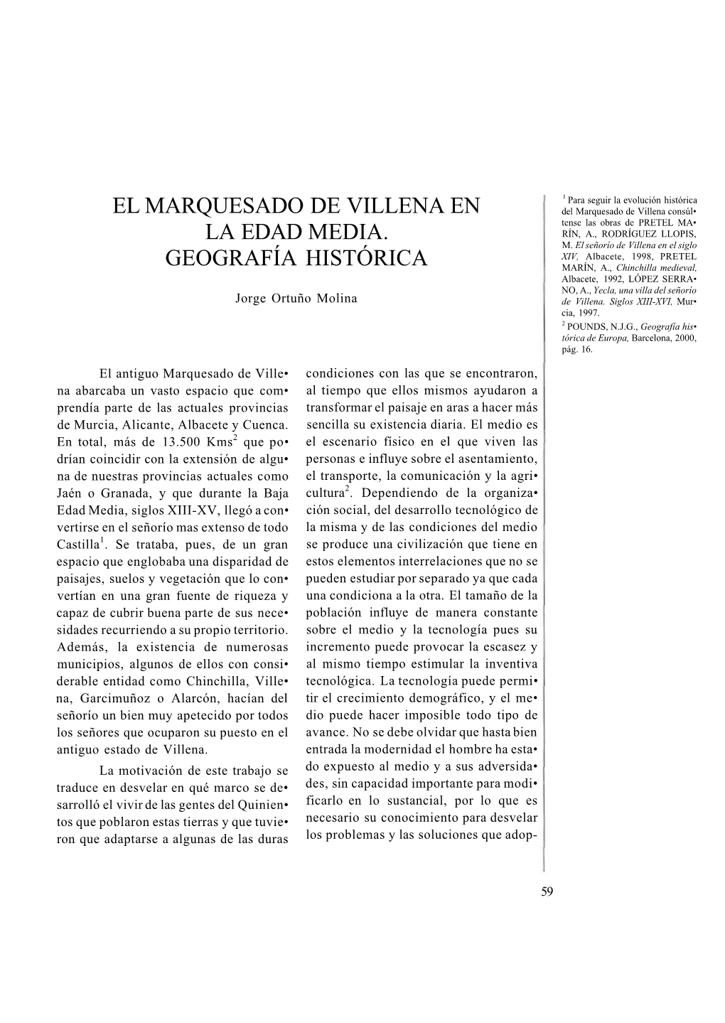 El Marquesado De Villena En La Edad Media. Geografía