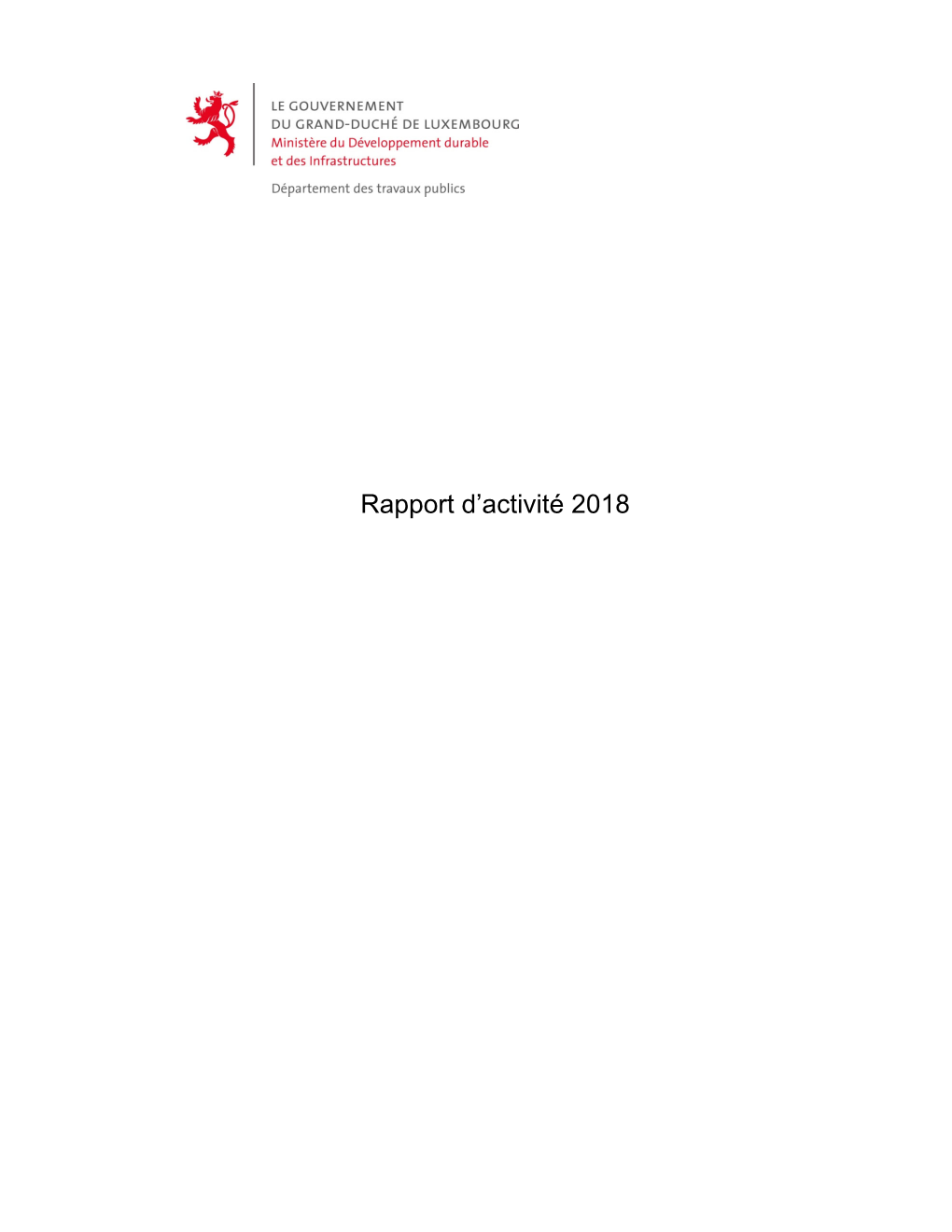 Rapport D'activité 2018 Du Département Des Travaux Publics