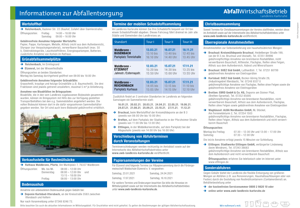 Informationen Zur Abfallentsorgung 2021