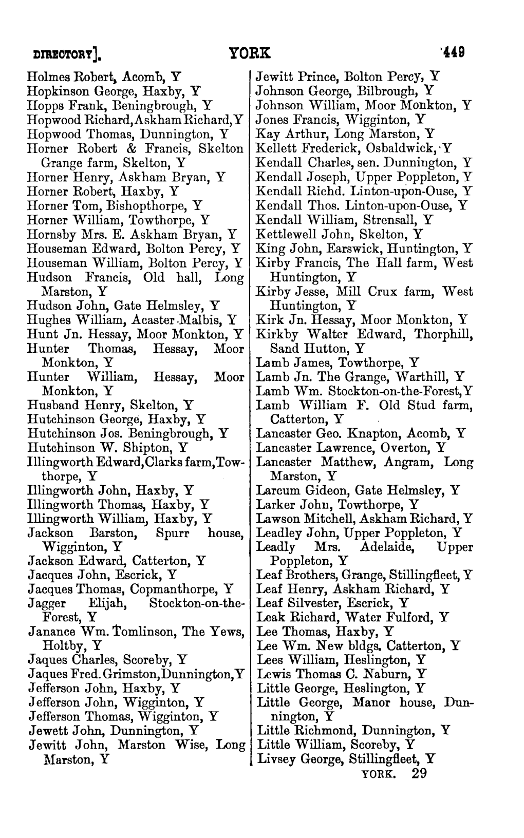 Holmes Roberts Acomb, Y Hopkinson George, Haxby, Y Hopps Frank