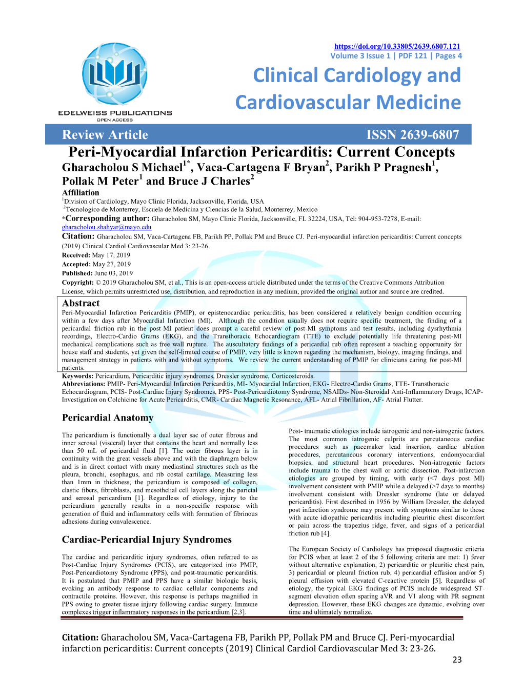 Peri-Myocardial Infarction Pericarditis: Current Concepts