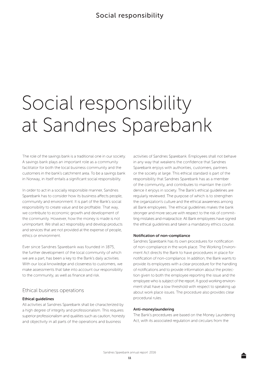 Social Responsibility at Sandnes Sparebank