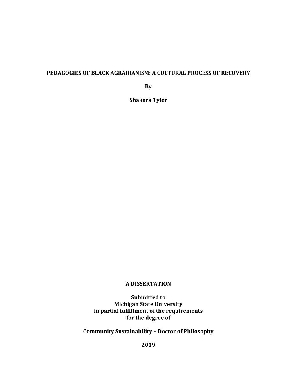 Pedagogies of Black Agrarianism: a Cultural Process of Recovery