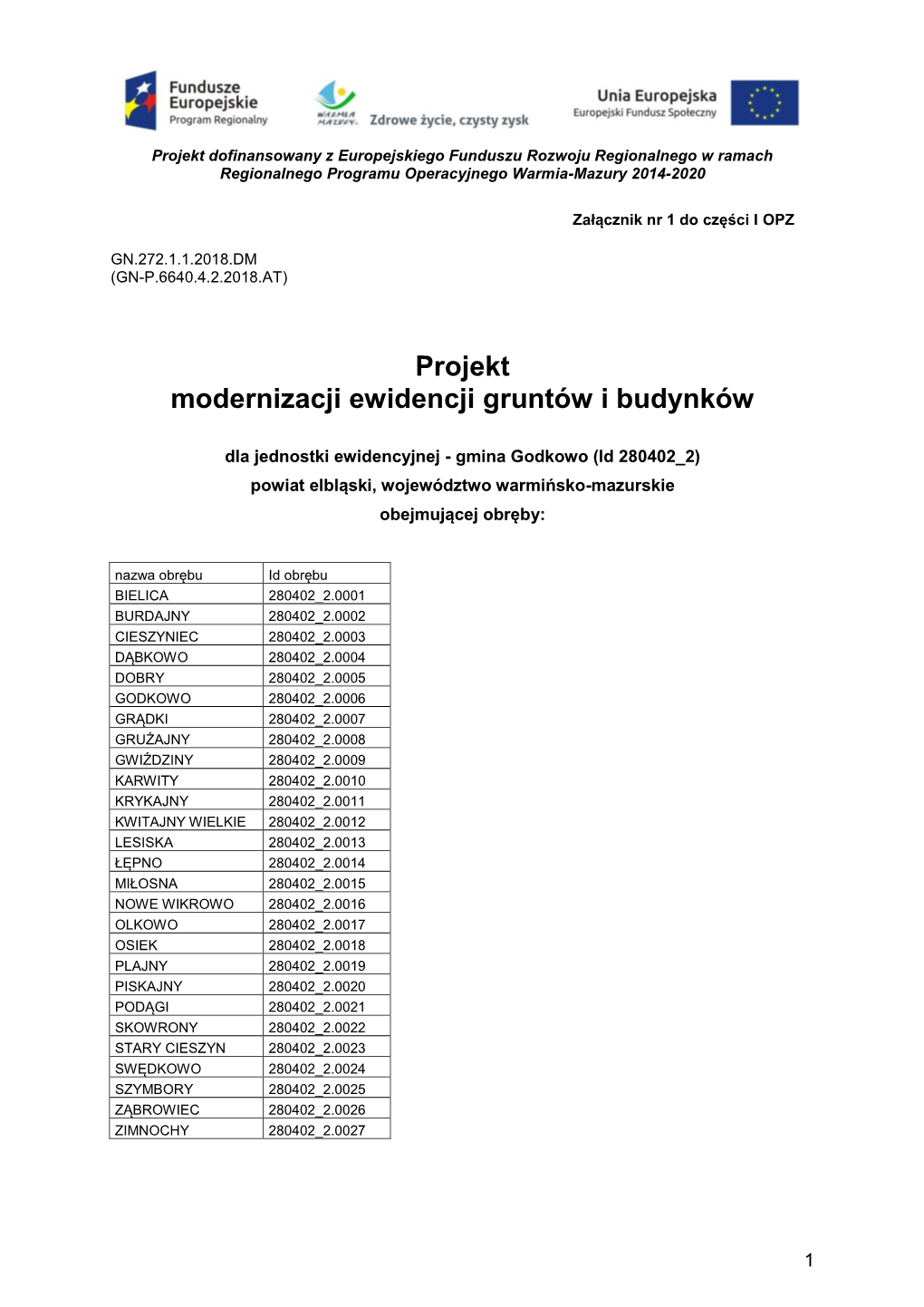 Pdf Zał 1 OPZ Cz1 Projekt Modernizacji Godkowo