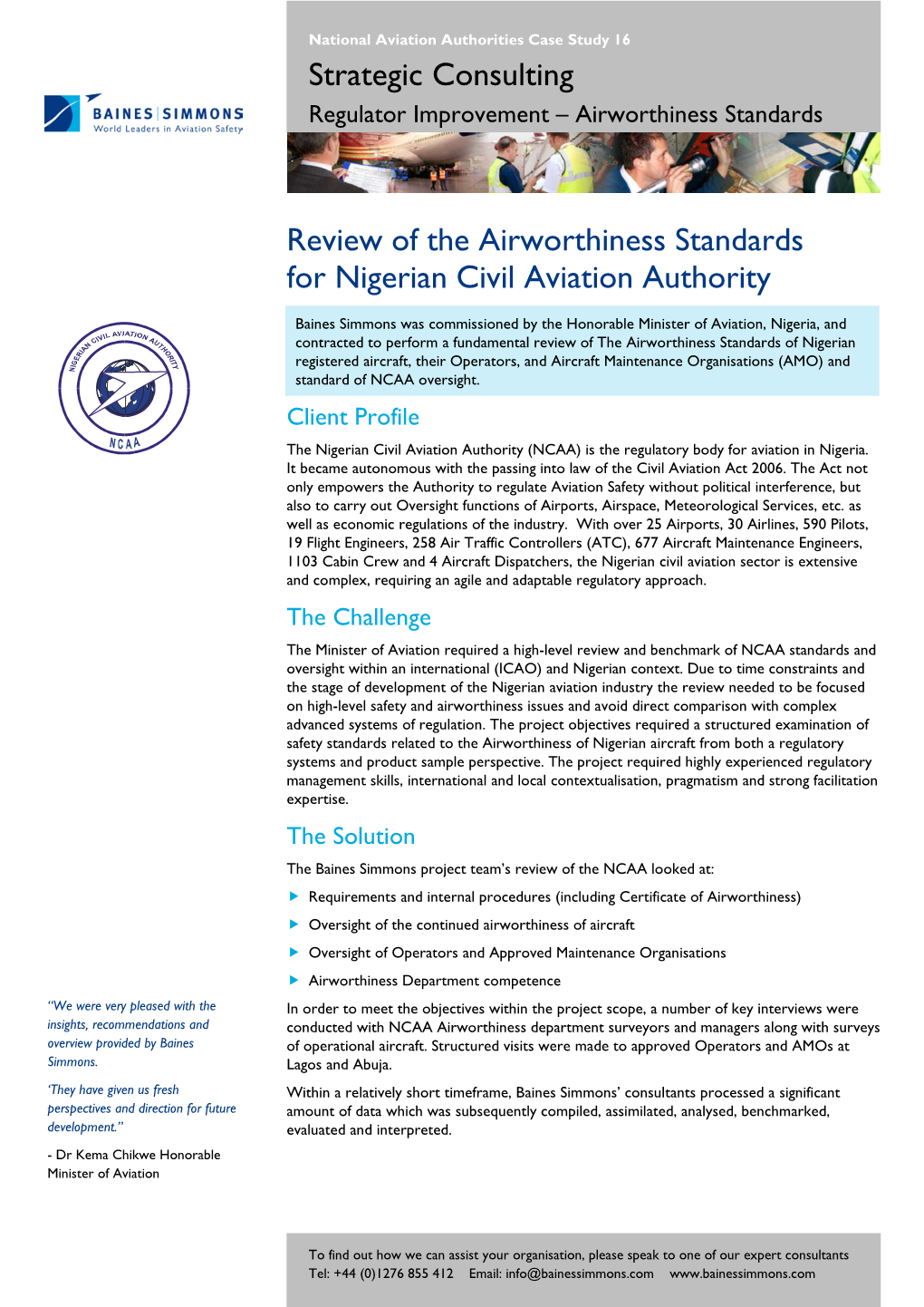 Review of the Airworthiness Standards for Nigerian Civil Aviation Authority