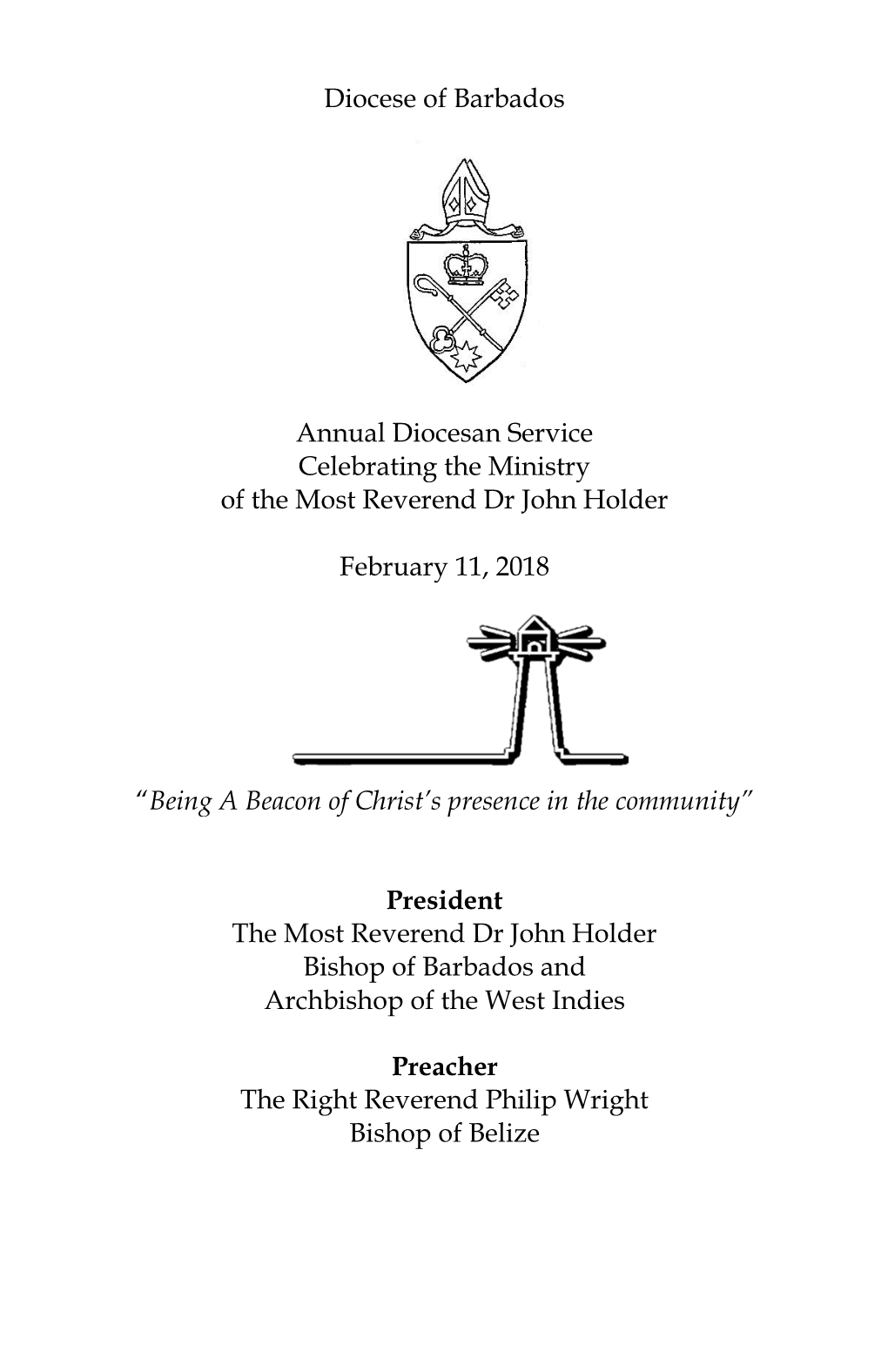 Diocese of Barbados Annual Diocesan Service Celebrating The