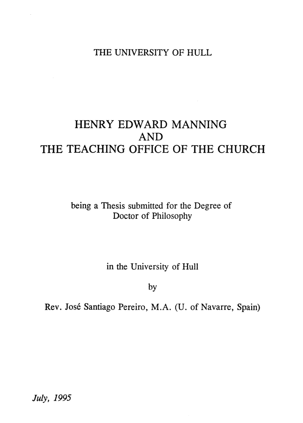 Henry Edward Manning and the Teaching Office of the Church